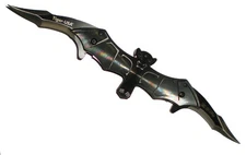 11" Black Dual Folding Blade Assisted Open  Double Bladed Knife Bat Man Batman
