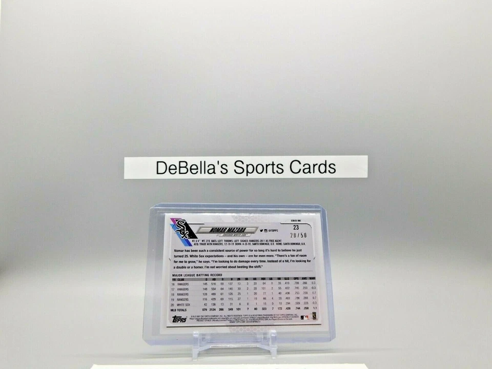 Topps Serie 1 2021 Nomar Mazara Rosa Border Parallel SP #20/50 White Sox #23 Foto 2 de 3