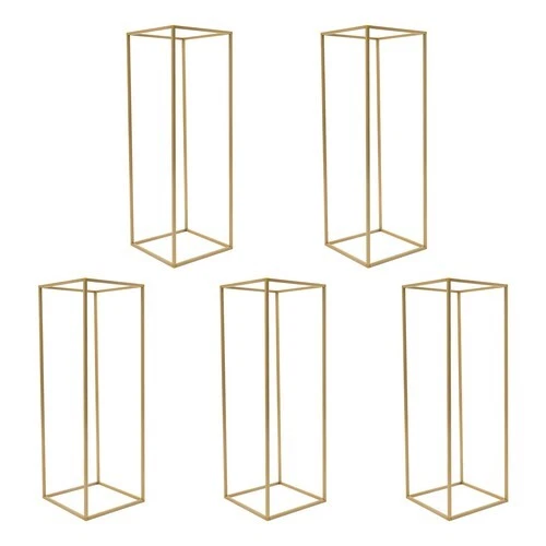 Soporte de flores de metal dorado de 31,5 pulgadas de alto de 5 piezas para centros de mesa de boda decoración Foto 3 de 4