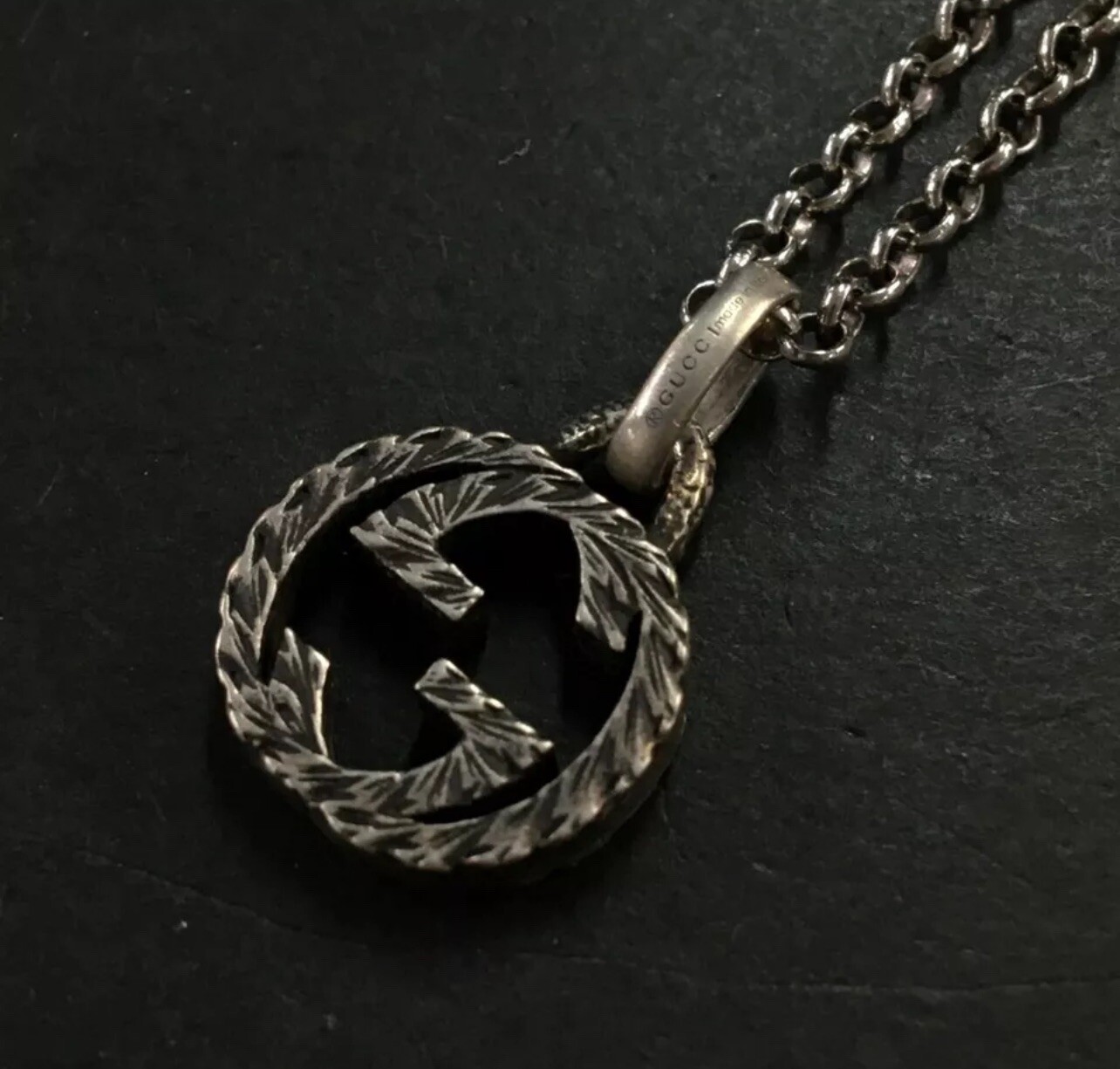 Authentic GUCCI Arabesque Interlocking G Silver 9… - image 2