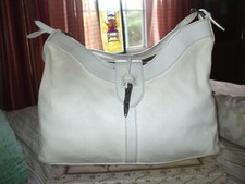 Valentino Garavani off white leather hobo shoulder bag tote boho soho shopper