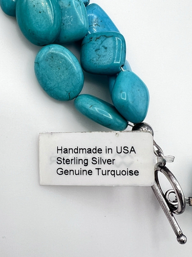 Midwest Amber Layered Triple Strand Turquoise Bead Necklace 18 in - Picture 7 of 9