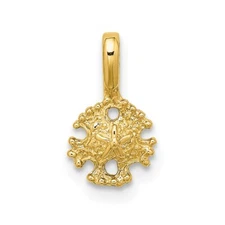 14K Yellow Gold Mini Sand Dollar With Fixed Bail Charm Pendant