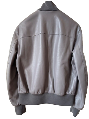 DUNHILL MENS SOFT CALF LEATHER GRAY BOMBER SIZE LARGE- RETAIL