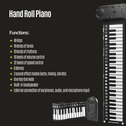 Elektronisches Roll-Piano 49 Tasten Keyboard Lernklavier 16 Ton 4D Stereo-Sound - Bild 5 von 8