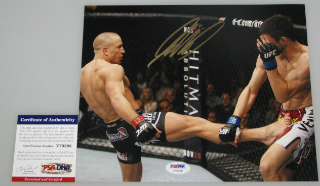 GEORGES RUSH ST PIERRE 'GSP' Hand Signed 8'x10' Photo 5 UFC + PSA DNA COA V70398
