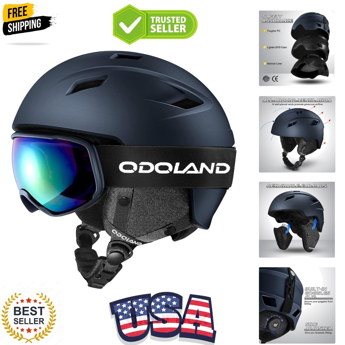 best snowboard helmet with built in sunglasses Odoland Ski Helmet, Ski Goggles for Adults and Youth, Audio Compatible, Shockproof, Windproof, Safety Snow Sports Helmet and Protective Glasses for Men Women, White, S : Sports & Helmet Size Guide Measure above eyebrows The Great Gear Review: The