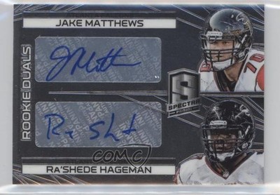 2014 Panini Spectra Rookie Dual 63/149 Jake Matthews Ra'Shede Hageman Auto 0s3