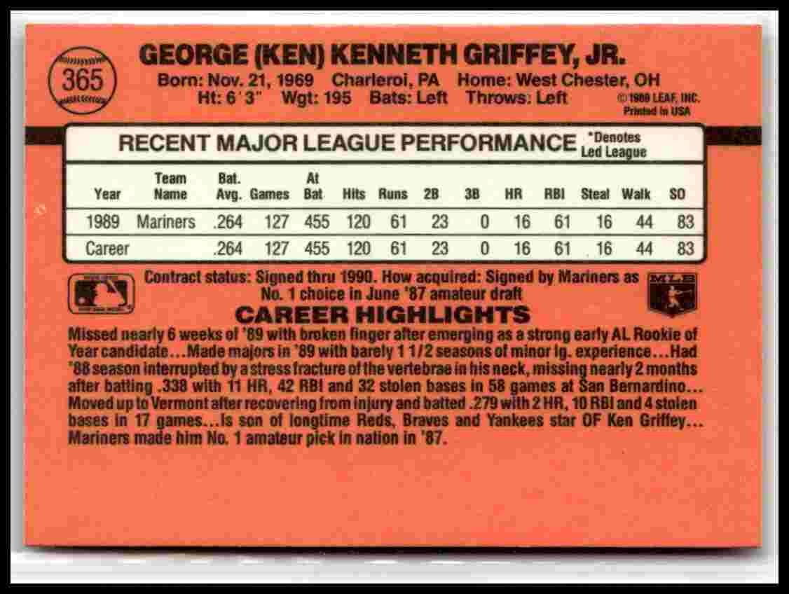 1990 Donruss #365 Ken Griffey Jr. | eBay