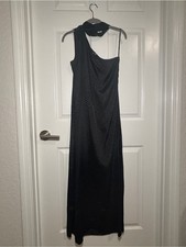 NWOT Alexa B Nites Size 8 Elegant Black One-Shoulder Evening Dress Maxi