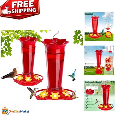 Attract Hummingbirds with 10 OZ Red Glass Feeders - Ant & Bee Resistant Duo