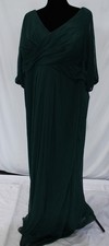 Azazie Women's Noelia V-Neck A-Line Pleated Mesh Dress AP2 Pine Size: A24 NWT