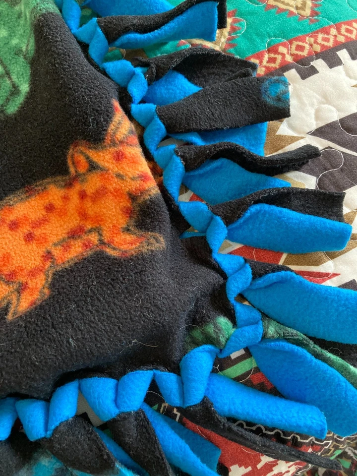 Manta Dinosaurio 48"x55" más Flecos Doble Poliéster Vellón Foto 3 de 4