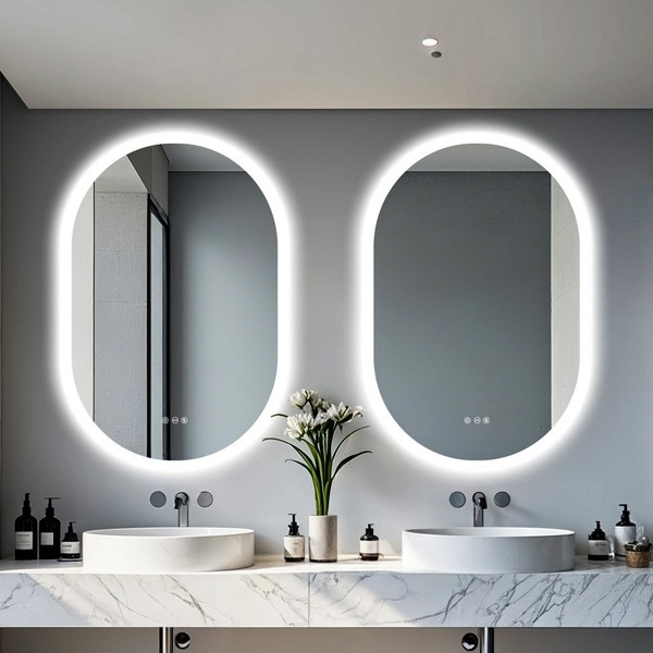 Led Badezimmerspiegel Badspiegel Wandspiegel Beschlagfrei 3 Lichtfarben Dimmbar-image