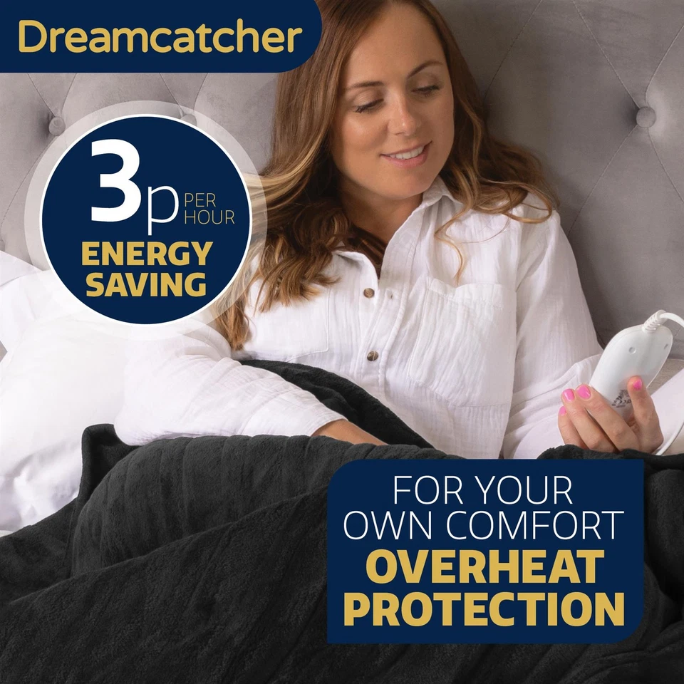 Dreamcatcher Black Electric Throw Heated Soft Fleece Timer Settings Soft Blanket - Image 4 of 4