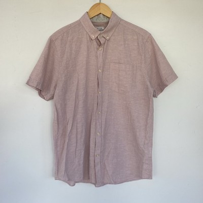Threadbare Shirt Medium Pink  Linen Cotton Blend Short Sleeve Shirt Light Weight