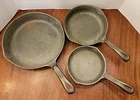 1891 Wagner Ware Set of 3 Cast Iron Skillets: 6.5, 8, 10.5"