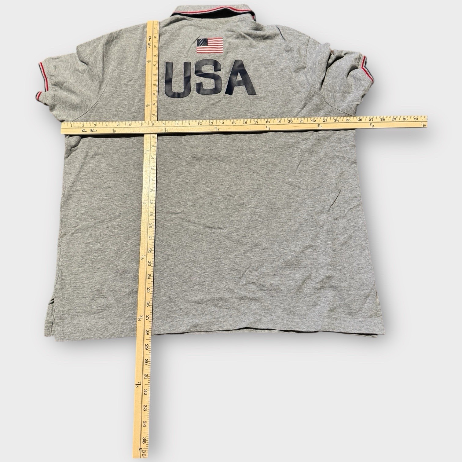 Polo Ralph Lauren Shirt Mens 2XL GRAY USA AMERICA Embroidered Logo Print image 2