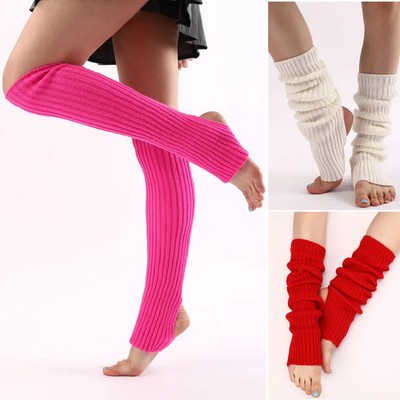 Knit Dance Leg Warmers Women Yoga Ballet Footless Socks Winter Warm 50cm Length