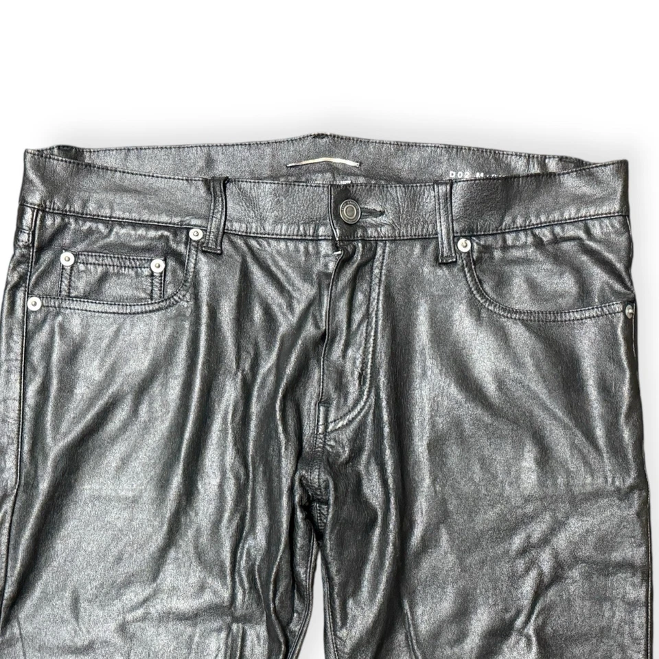 Pantalones Pantalones De Colección YSL Yves Saint Laurent Cuero Negro 34x32 Foto 2 de 4