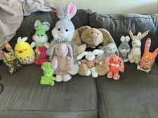 14 Easter Plush Stuffed Animals Bunny Carrot Egg Various Brands New  Used