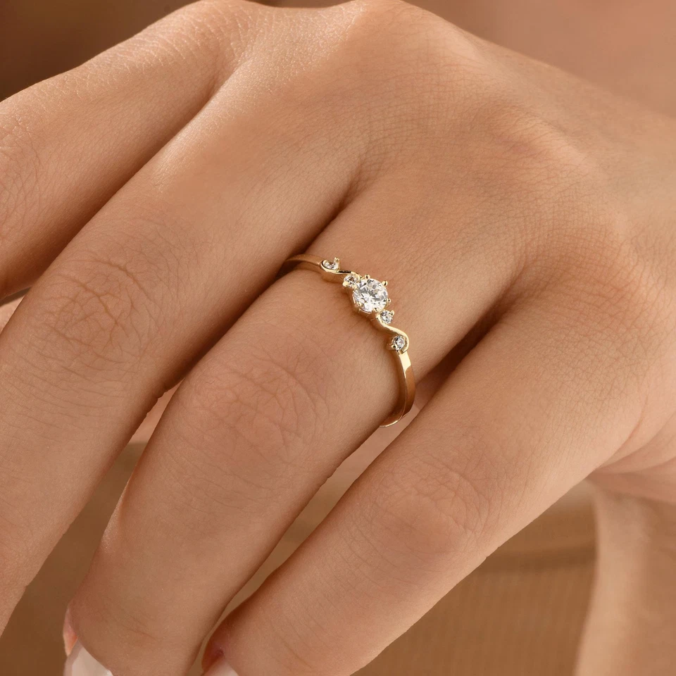Lab Grown Diamond Promise ring 10k gold rings Anniversary gift ring for her - Image 4 of 4