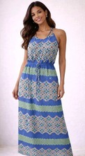 Banana Republic 14 Spaghetti Strap Boho Pattern Maxi Dress Summer