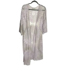 Rachel Zoe Boho Sheer Duster Kimono Cover Up One Size Pale Lavender Mandala
