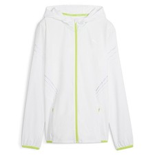 PUMA Run Ultraweave Hooded Full Zip Jacket Womens White Casual Athletic Outerwea