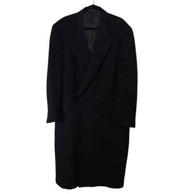 Mani by Giorgio Armani Cashmere Wool Coat Mens 44R Made Italy Black Trench Coat