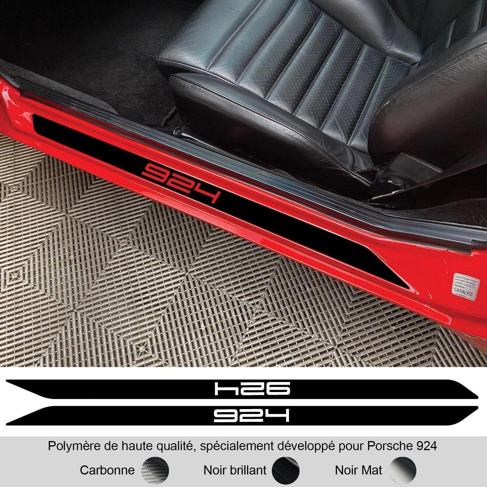 Sticker 924 pour seuils de porte de Porsche en vinyle noir lot de 2