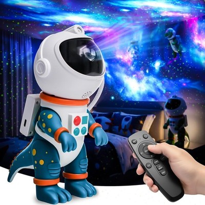 Dinosaur Astronaut Galaxy Projector 360° Rotation Starry Night Light with Remote