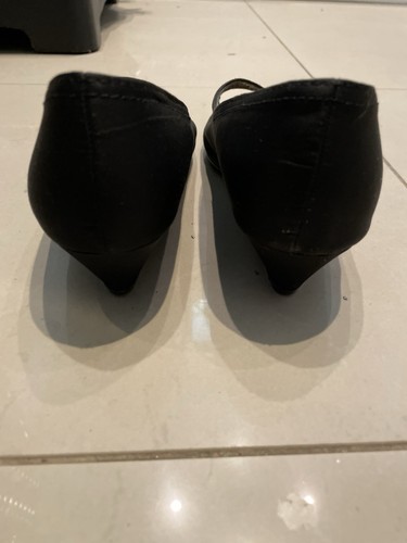 Flexisole Black Open Toe Shoes Small Wedge Heel Great Condition 5EEE £10 - Picture 4 of 6