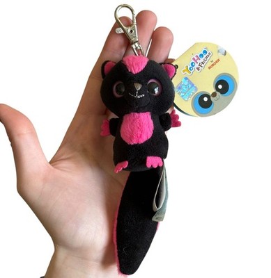 YooHoo & Friends Sparkee Striped Pink Skunk Plush Keychain Aurora NWT