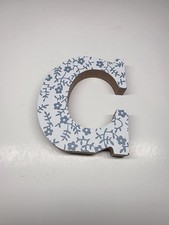 Decorative Wood Free Standing / Hang Letter "C" Blue Floral