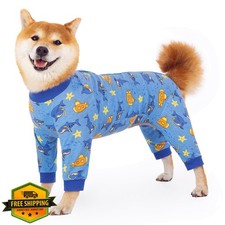 Pupsooft Large Dog Recovery Suit Zipper Bodysuit Ocean
