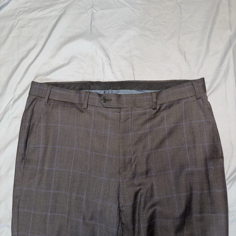 Pantalón Lauren Ralph Lauren Para Hombre 36x30 Marrón Cuadros Negro Etiqueta Plisado Foto 3 de 4