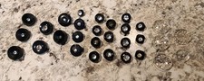 30 Vintage Rhinestone  Black Plastic and Clear Glass Buttons