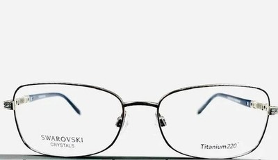 New Titanium220 T220-08 Silver & Blue Eyeglasses w/Swarovski Crystals 54/16/135