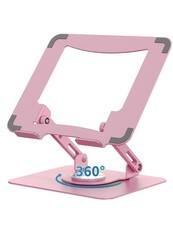 Pink Laptop Stand, 360 Rotating, Ergonomic, Adjustable, Foldable, 10-15.6