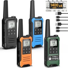 4 PACK Long Range Walkie Talkie 100 Mile Two Way Radio Charge Headset Waterproof