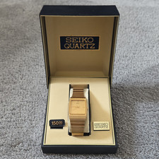 Seiko Quartz Men s Rectangular Gold Tone Anal...