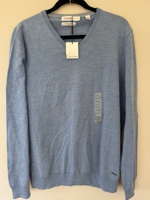 CALVIN KLEIN   NWT Extra Fine Merino Wool V-Neck Sweater   Men s Size L