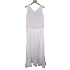 JKara New York Embellished Gown Beaded Dress Chiffon Formal Wedding White 8