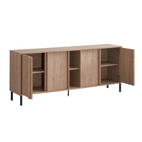 Design Square Gaea Sideboar Buffet Unit Storage Cabinet 4-Doors 2-Shelves Oak - Picture 4 of 7