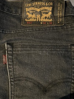 Levi's 511 Slim Jeans Herren W34 L32 Schwarz Denim Baumwolle Elastomultiester
