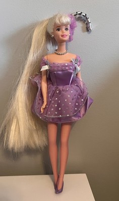 Barbie Pretty Choices Super Long Hair Doll Purple Sparkle Outfit Used