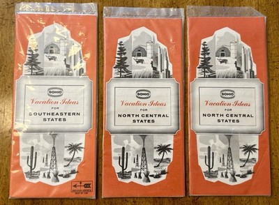 (3) VINTAGE SOHIO Vacation Ideas Brochures North Central & Southeastern States