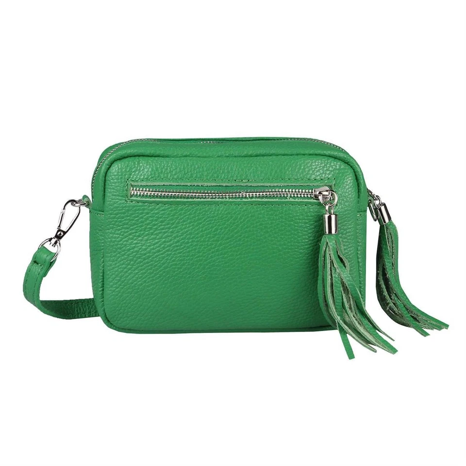 ITALy DAMEN LEDER TASCHE Schultertasche Cross-Over Fransen Umhängetasche Bodybag - Bild 2 von 4