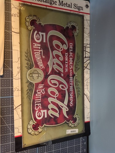 Coca Cola Delious And Refreshing 8.5x16 Out Of Print Vintage Metal Sign New B72 - Picture 3 of 8